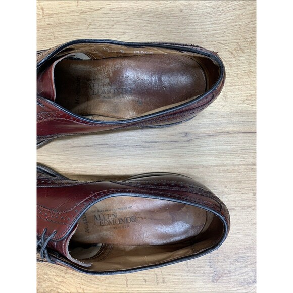 Allen Edmonds McAllister Burgundy Leather Wingtip Oxford Shoes  Mens Size 12 B - Picture 14 of 16